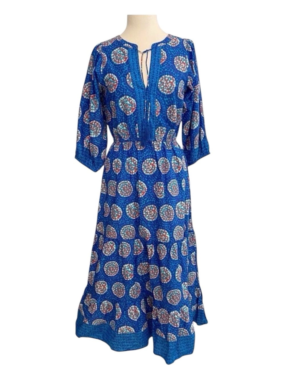 Hatley NWT Celine maxi dress blue woven Vneckline crispy cotton bohemian chic S